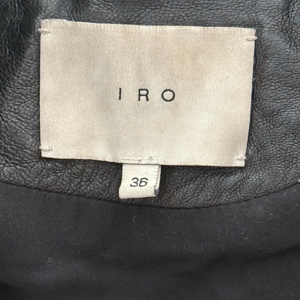IRO Black and Cream Leather Leather Moto Biker Jacket Size 36 l US Small - Picture 17 of 17